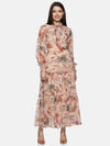 Floral Multicolor  Necktie Dress-17372