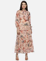 Floral Multicolor  Necktie Dress-17372