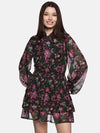 Floral Multicolor Tie- Knot Smocked Dress-17406