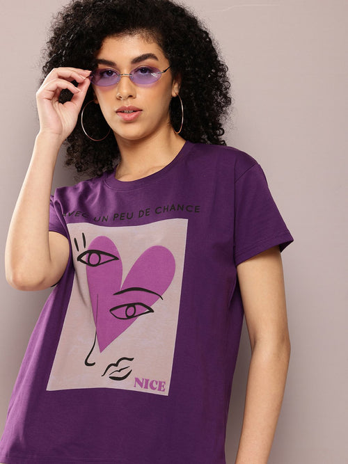 Dillinger Purple Graphic Boxy Regular T-Shirt