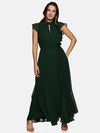 Floral Green Frilled Dress-17427