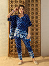 Anti Fit Kaftan with Pants in Blue Tie & Dye-TP0540TD2