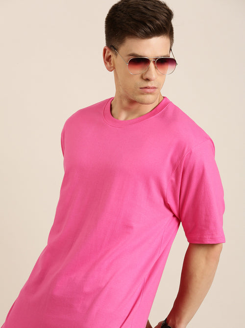 Dillinger Pink Solid Oversized T-Shirt