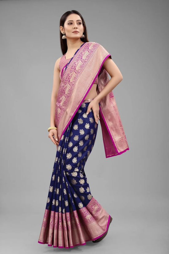 Ethnic Blossom Saree-SZ-CRB5-BU-573