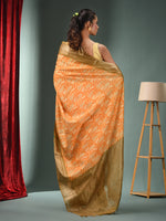 Honey Yellow Blended Silk Handwoven Ajrakh Print Saree-MA50BSL34830023