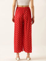 Women's Red Printed Parallel Trouser-AC-04-Red