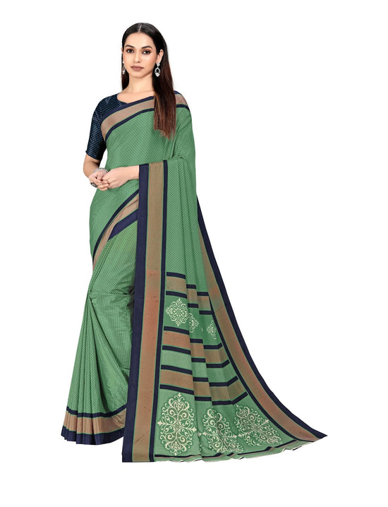 Vimla Women's Green Crepe Silk Uniform Saree with Blouse-5208_PM