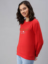 Women's Red Solid SweatShirt-AN-10-Red