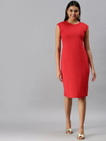 Women Red Solid Sheath Dress-AE-9881-Red