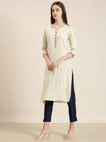 Women Cream Striped Straight Kurta-NJ-3569282-Cream