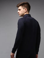 Men Blue Solid Sweatshirt-DF-021-Navyblue