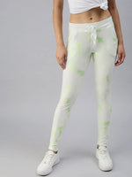 Women's White Tie Dye Track Pants-AF-1772-Whitegreen