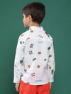 Tales & Stories White Printed Cotton Shirt For Boys