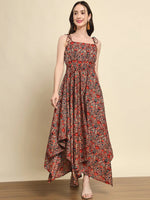 Multi Printed Handkerchief Hem Dress