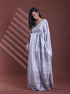 Steel Grey Silk Soft Saree With Texture Print-MA60BSL01400074