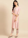 Women's Pink Printed Kurta Set-SKC-3339-Pink