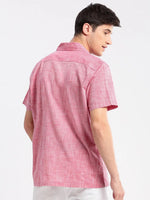 Men Cuban Collar Solid Pink Casual Shirt-CANDORE-2149-Pink