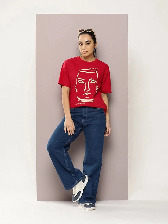 Dillinger Red Graphic Oversized T-Shirt-WMNCR482RED-XS