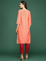 Women's Orange Solid Straight Kurta-DF-1211-Orange