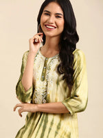 Women's Olive Printed Straight Kurta-SKC-788-Olivebeige