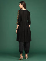 Women's Black Embroidered Anarkali Kurta-GW-1576-Black