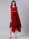 Women Maroon Solid Fit and Flare Dress-RE-SKF-207-Maroon