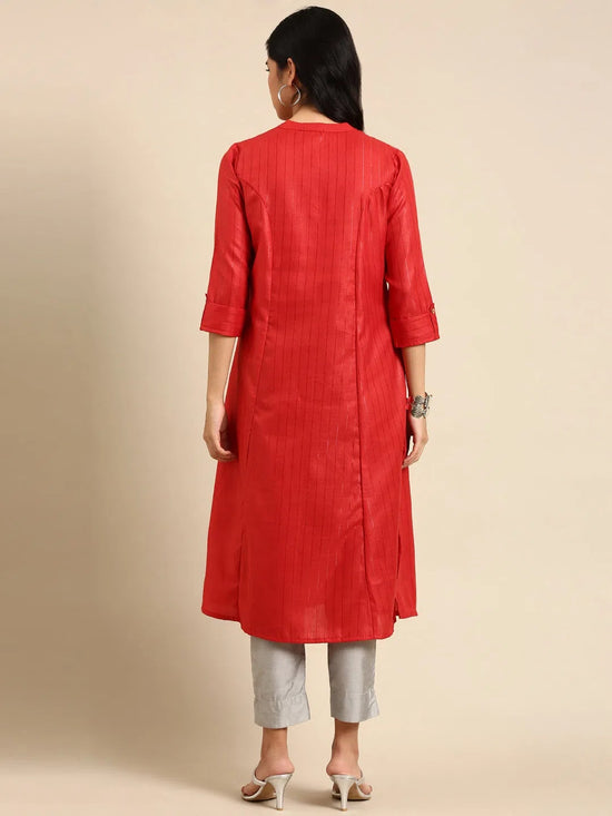 Women's Rust Embroidered Straight Kurta-ON-609-Rust