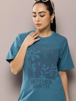 Dillinger Teal Graphic Oversized T-Shirt