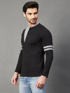 Rigo Black With Contrast Detailing Henley Full Sleeve Cotton T-Shirt