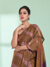 Dark Mustard Cotton Saree With Stripes Design-MA59CT06530001