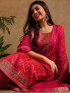 Ahika Women Pink Silk Ethnic Motifs Woven Design Straight Kurta Trousers With Dupatta-PKSKD2658