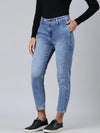 Women Blue Solid Mom Fit Denim Jeans-GZ-5496-1-Blue