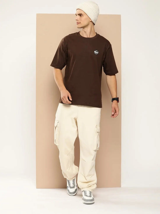 Difference of Opinion Brown Typography Oversized T-shirt