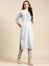 Women's Grey Solid Straight Kurta-SKC-3335-Grey