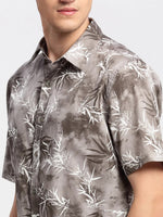 Men Spread Collar Floral Grey Casual Shirt-NAHAR-2174-Grey