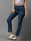 Women's Blue Solid Slim Fit Denim Jeans-GZ-5180-2-Blue