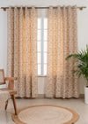 French Farmhouse 100% cotton floral curtain for living room - Room darkening - Beige - Pack of 1-230421034