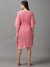 Women's Pink Polka Dots Kaftan Dress-AE-15696-Pink