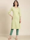 Women Lime Green Solid Straight Kurta-DF-1555-Limegreen