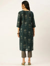 Women's Blue Printed Kurta Sets-FS-2111-Teal