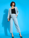 Women Grey Shawl Collar Blazer With Balloon Fit Pants