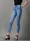 Women's Blue Solid Skinny Fit Denim Jeans-GZ-5189-Blue