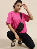 Dillinger Pink Solid Oversized T-Shirt-DLWOP001FSR-XS