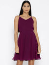 Back knot short skater Dress in Purple