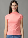 Women's Pink Solid Top-AE-10451-Coral