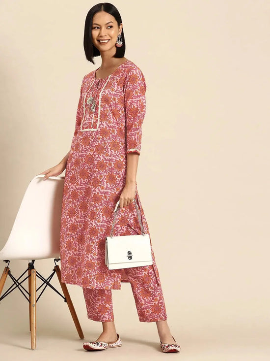 Kurta Pyajama with gota work in Pink Print