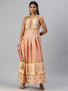 Women's Peach Printed Anarkali Kurta-FS2216-Peach