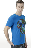 Huetrap Blue Mens Short Sleeve Graphic Printed Tshirt-HT17MKGRASUR00701