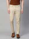 Genips Men's Cotton Stretch Caribbean Slim Fit Solid Cream Colour Trousers