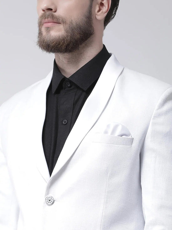 Hangup Men Standard Solid Men Formalwear-WhiteTuxedoBlazer